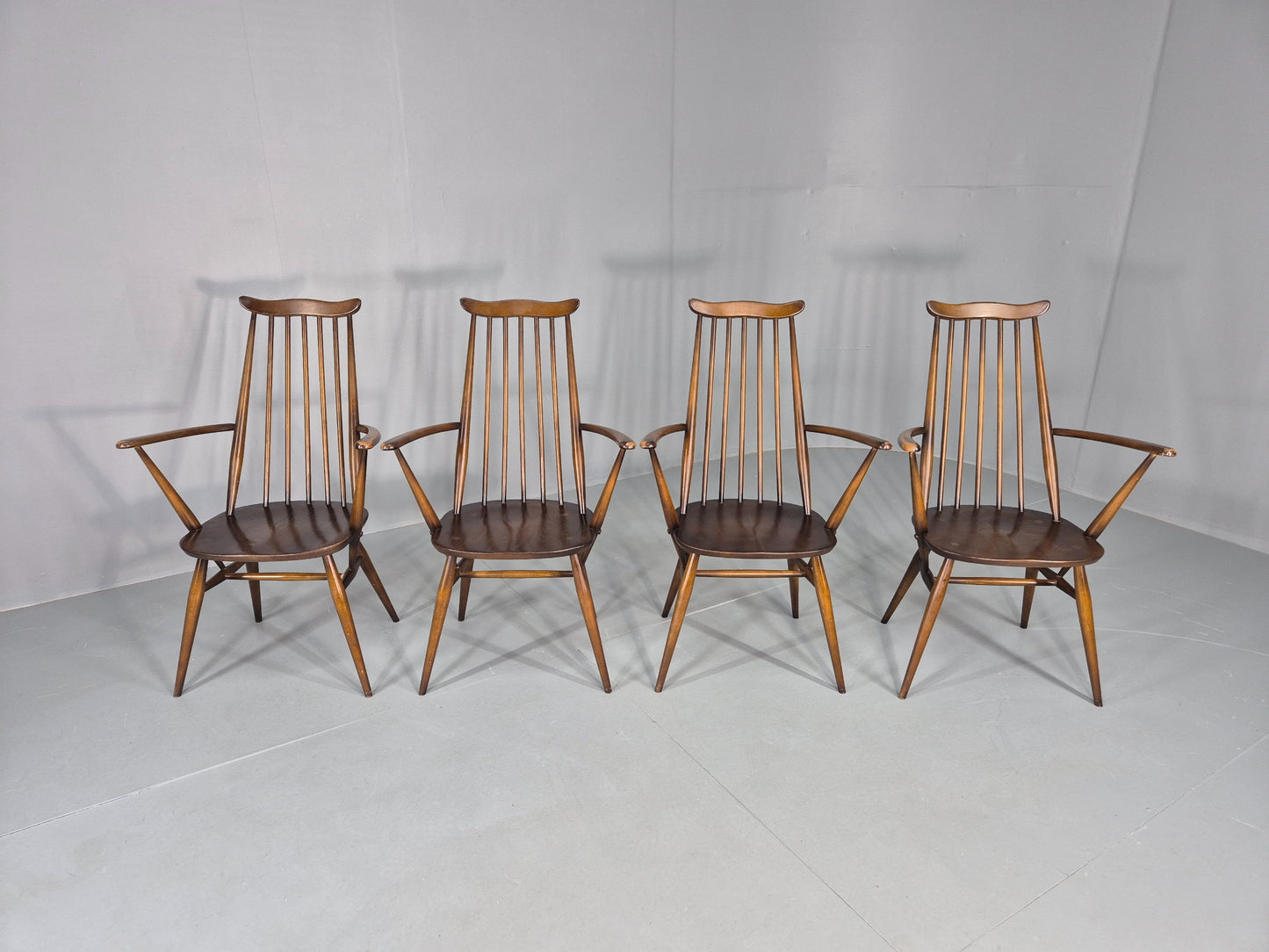 4 Ercol Goldsmith Elbow Carver Chairs 1960s Retro MCM Eb12592