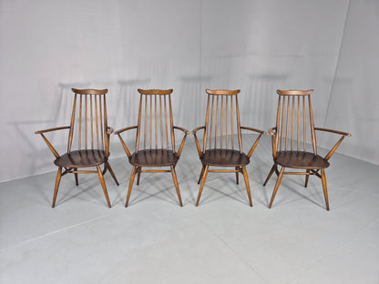 4 Ercol Goldsmith Elbow Carver Chairs 1960s Retro MCM Eb12592