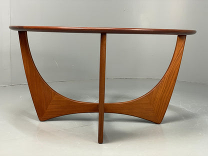 G Plan Astro Coffee Table Round Teak 1960s Mid Century Vintage Glass Top EB12072