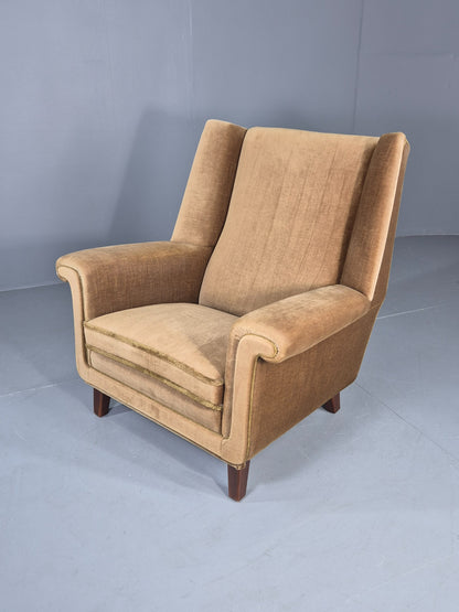 Vintage Mid Century Lounge Chair Danish Design 1960s Retro High Back EB12681