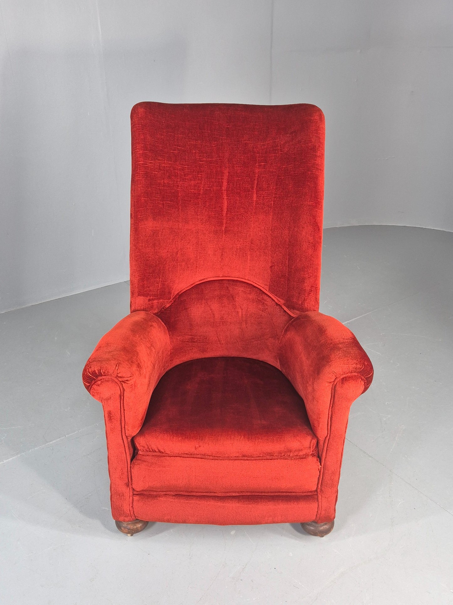Vintage Rocking Chair Mid Century Red Velour 1950s Retro EB12794