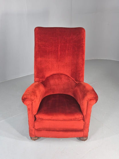 Vintage Rocking Chair Mid Century Red Velour 1950s Retro EB12794