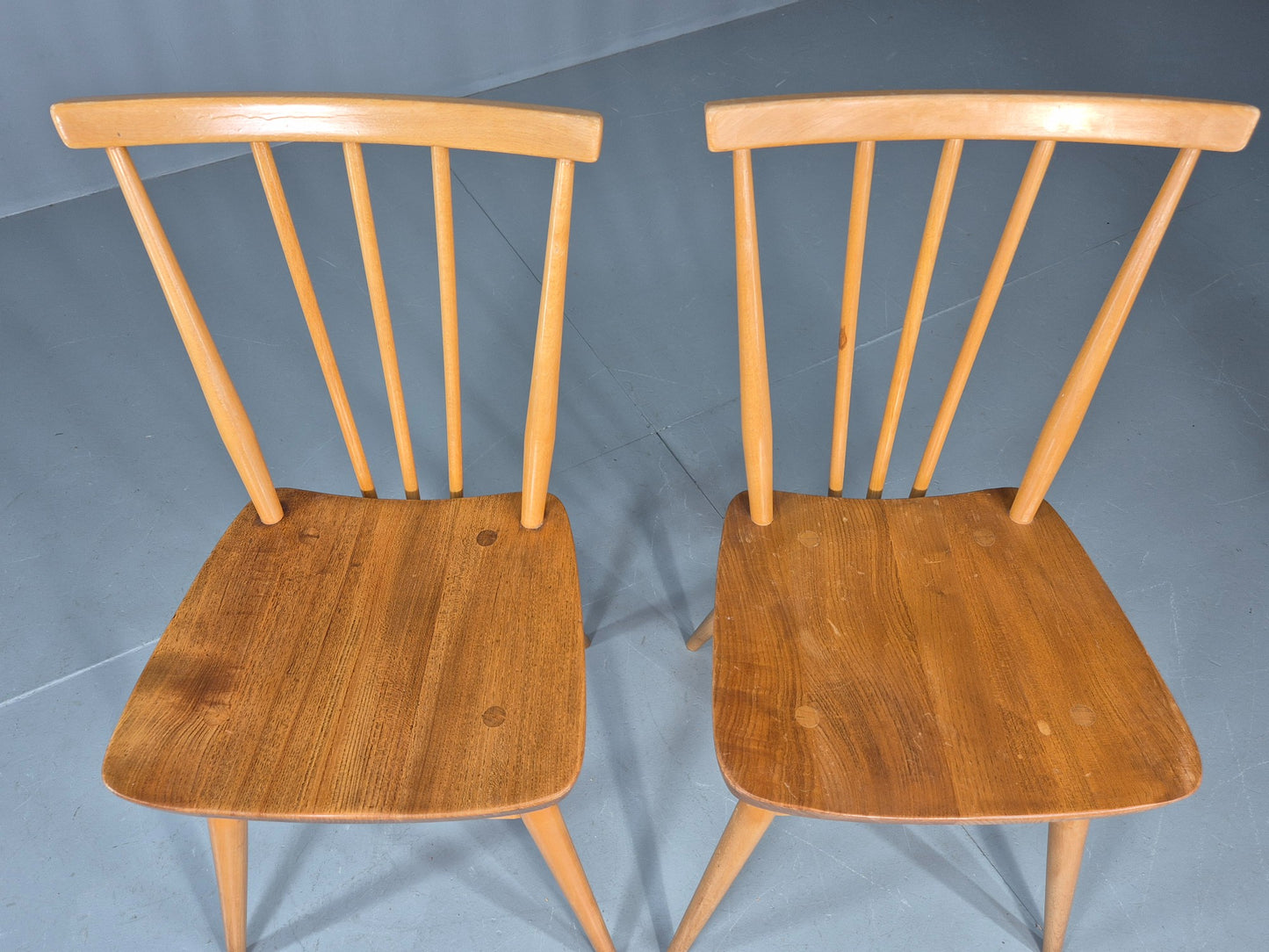 2 Vintage Ercol 391 Dining Chairs beech and Elm 1960s Retro EB12234