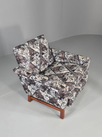 Vintage Midcentury Modern lounge Chair Swedish Design Abstract Pattern EB11100
