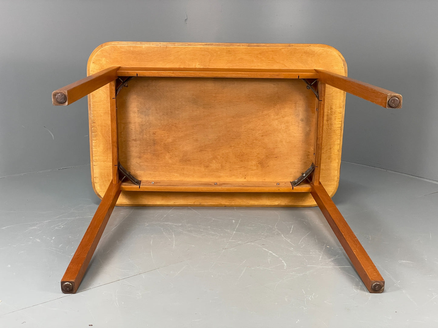 Vintage 1960s Kitchen Table Red Formica Retro Exposed Ply EB12194