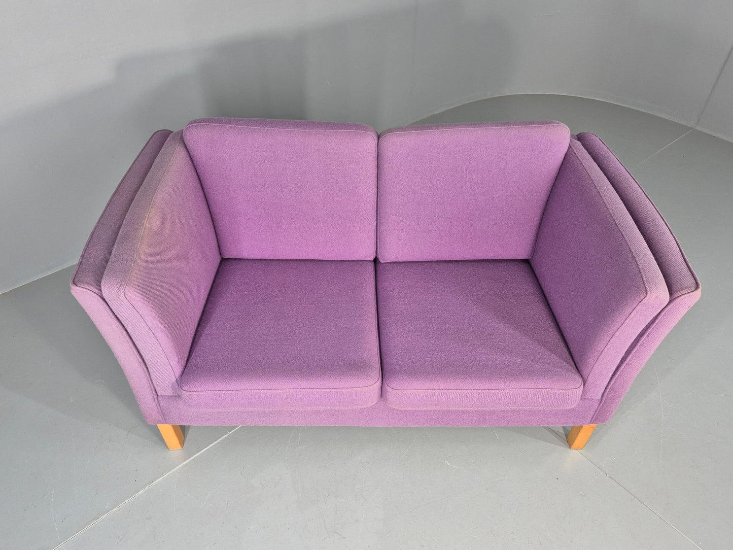 Vintage 2 seater Sofa Mids Century Danish in Purple Wool 1970s Retro EB12144