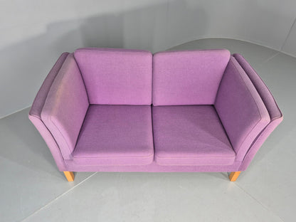 Vintage 2 seater Sofa Mids Century Danish in Purple Wool 1970s Retro EB12144