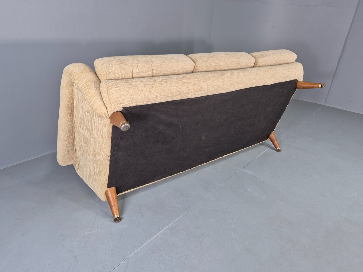 Vintage Mid Century 3 Seat Sofa 1950s Design British Cream Upholstery EB13057