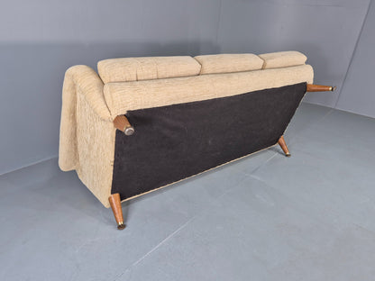 Vintage Mid Century 3 Seat Sofa 1950s Design British Cream Upholstery EB13057
