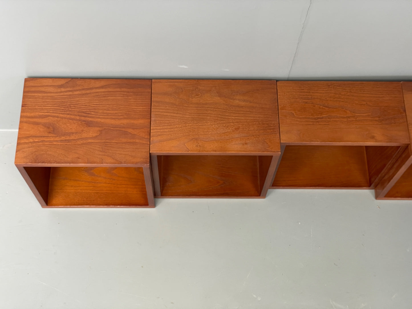 Floating Teak Cube Shelving Wall Mounted Custom Made Vintage Retro EB12300