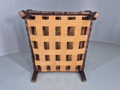 Vintage Danish Oak Lounge Chair Antique Bergere Carving Baroque 1920s EB12678