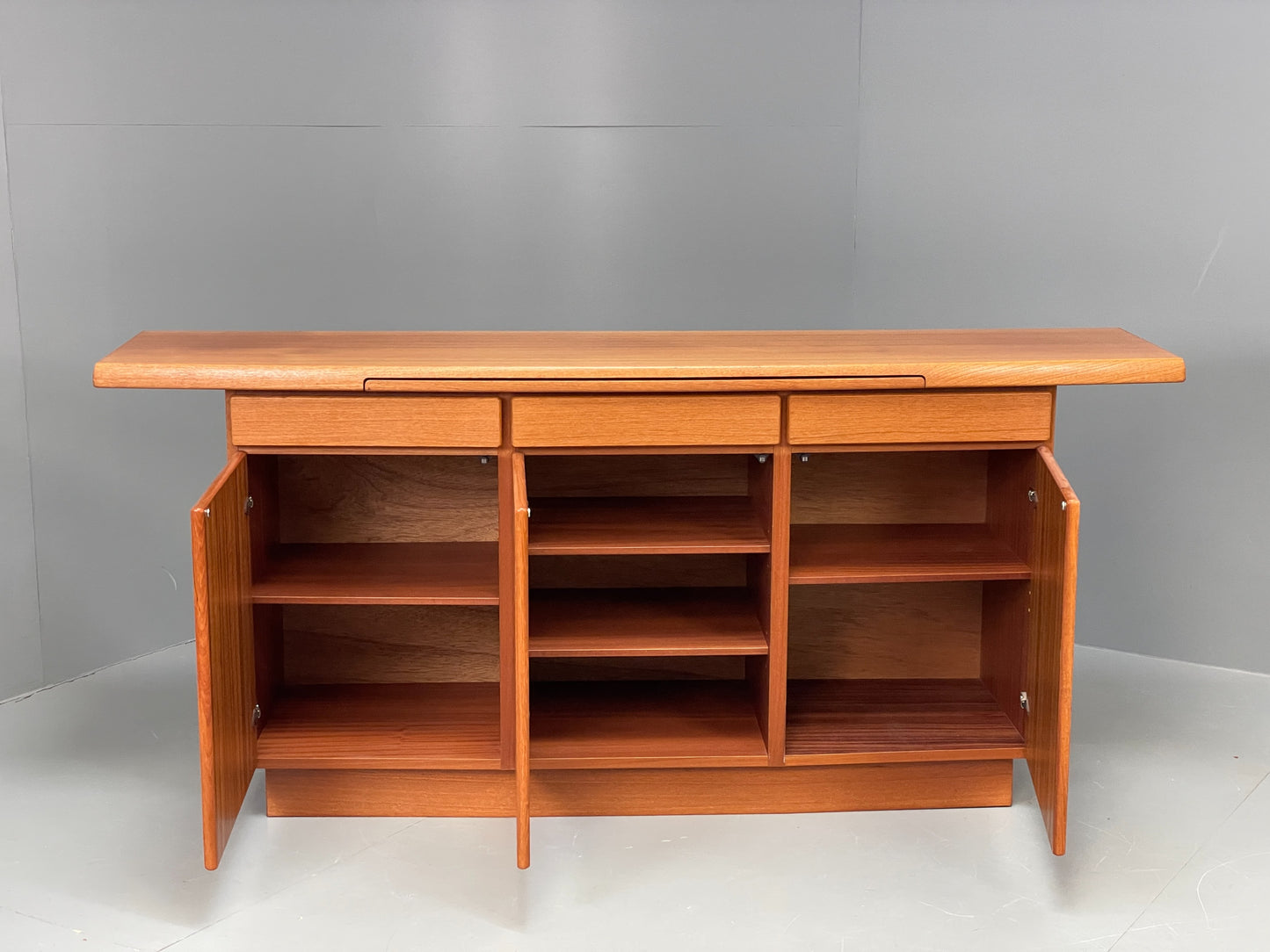 Vintage 1980s Teak Sideboard By Gangsø Danish Retro Shelving Drawers EB12075