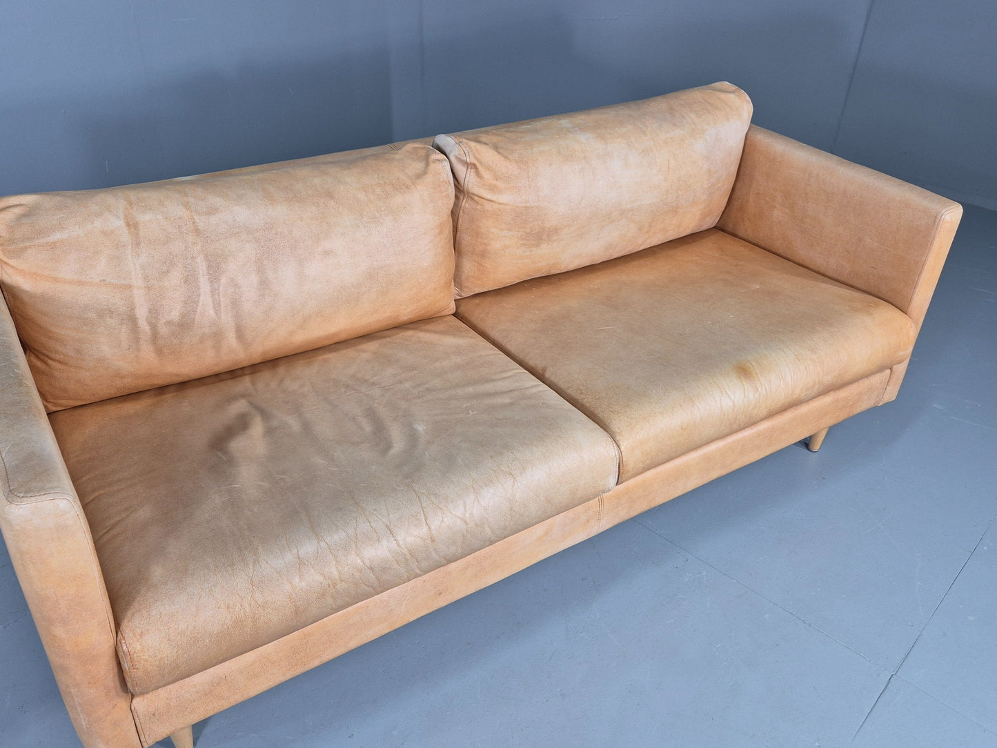 Vintage 2.5 Seater Sofa Danish Style Modern Design Tan Leather EB12482