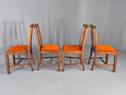 4 Hepplewhite Revival Dining Chairs 1900s Oak New Seat Pads Antique EB11932