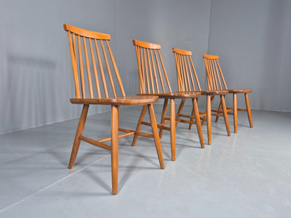4 Vintage 1970s Retro Dining Chairs Scandinavian Stick Back Design EB12257