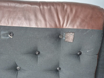 Vintage 3 Seater Leather Sofa Danish 1970s Brown Leather Retro MCM EB12411