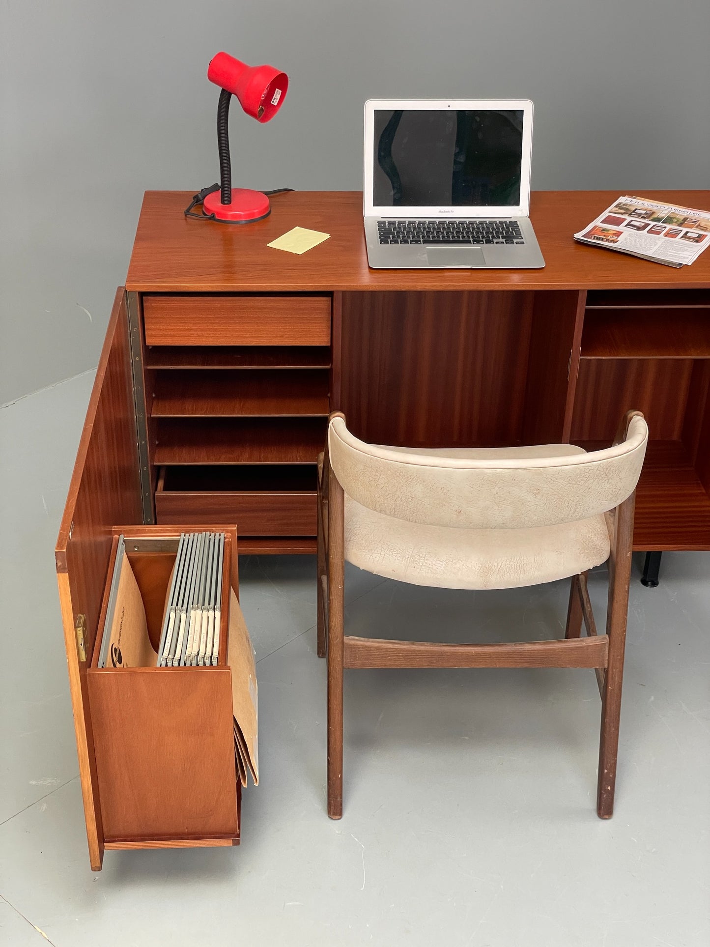 Vintage Teak Foldaway Desk Adjustable 1960s Retro Midcentury Shelving EB12082