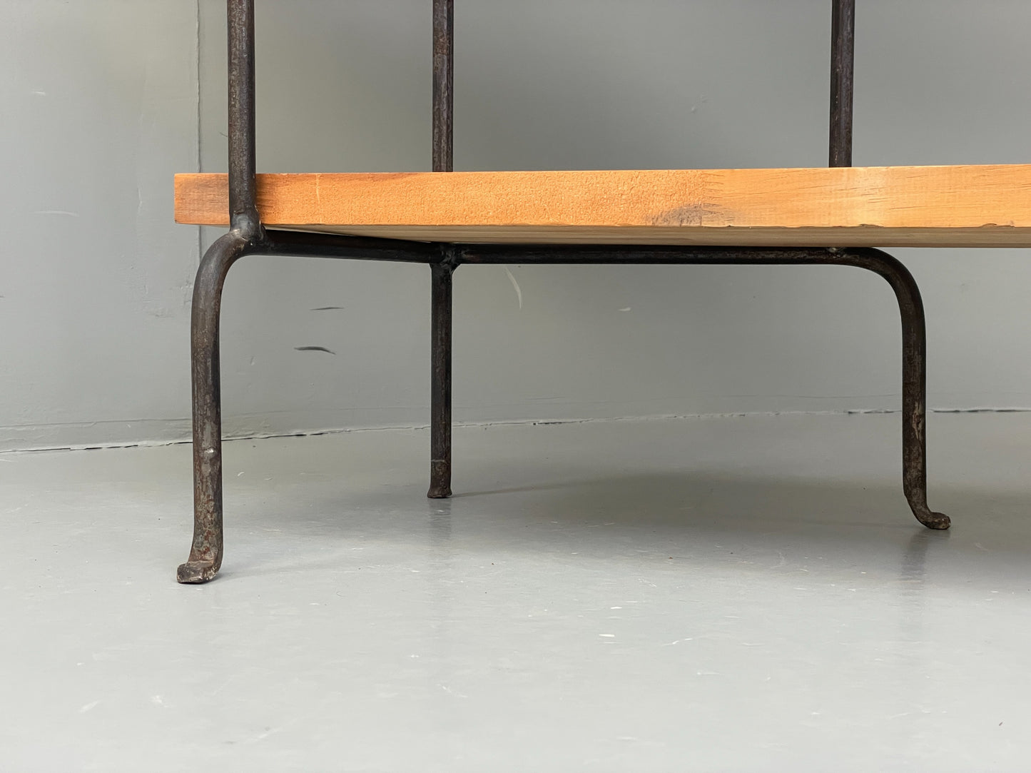 Vintage Open Shelving Unit Steel Acacia No Screws Freestanding EB12623
