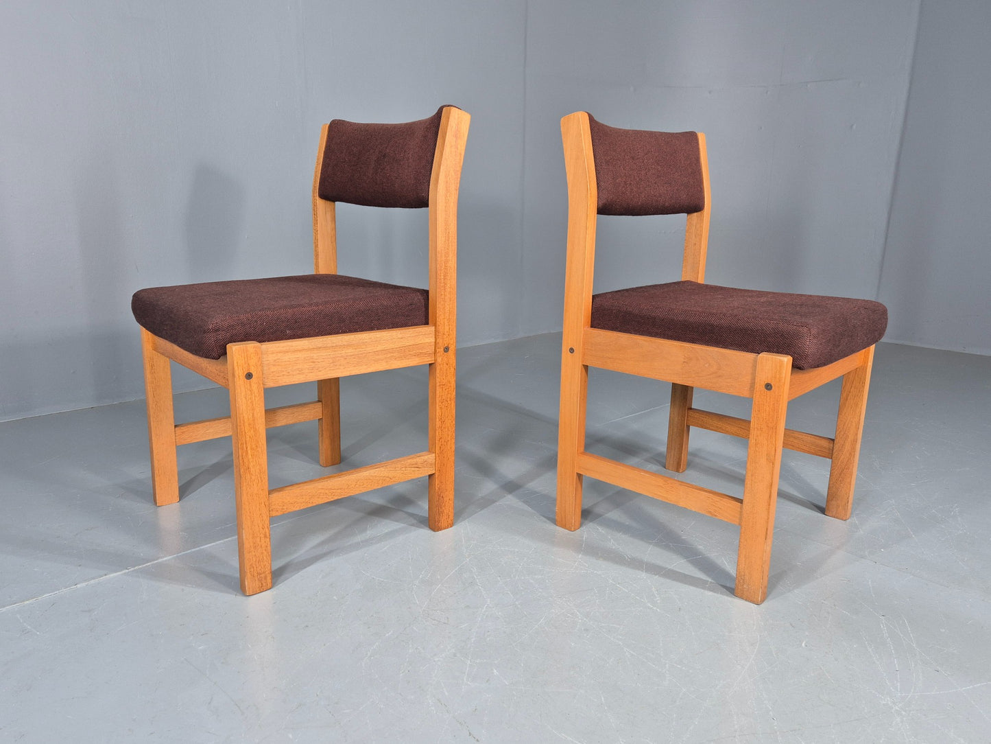 2 Vintage Teak Dining Chairs 1970s Church Office Home EB12176