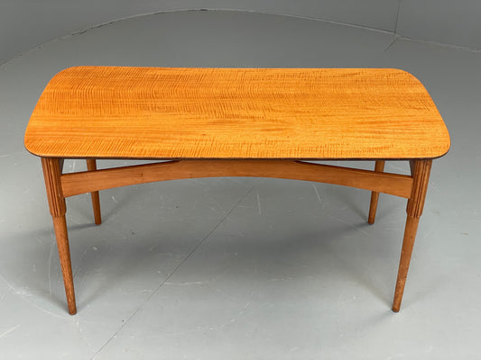 Vintage 1940s Coffee Table Swedish Flamed Mahogany Carved Legs EB11965