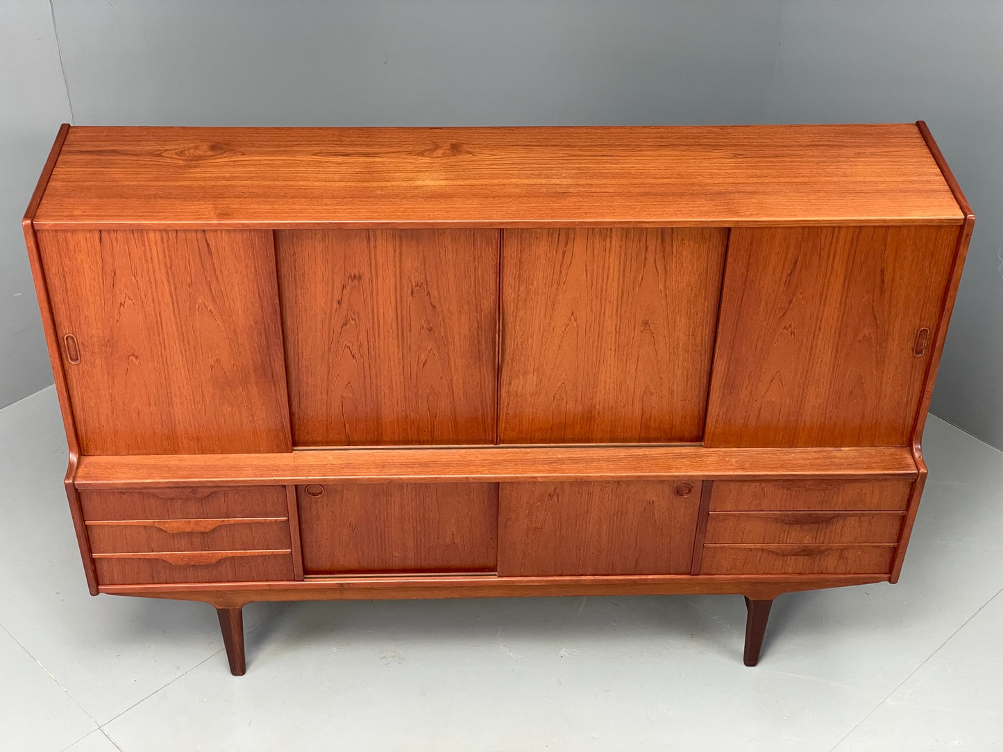 Vintage Danish Teak Highboard 1960s Mid Century Drawers Shelving Retro EB12347