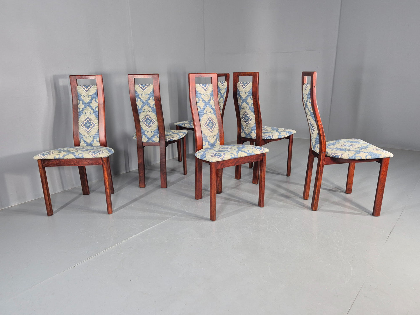 6 Vintage Danish 1980s Dining Chairs Retro Post Modern EB12264