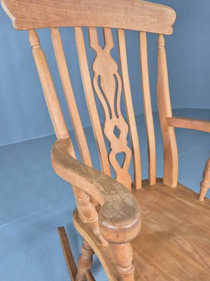 Vintage Beech Rocking Chair Antique Style Late 20th Century Splat Back EB12799