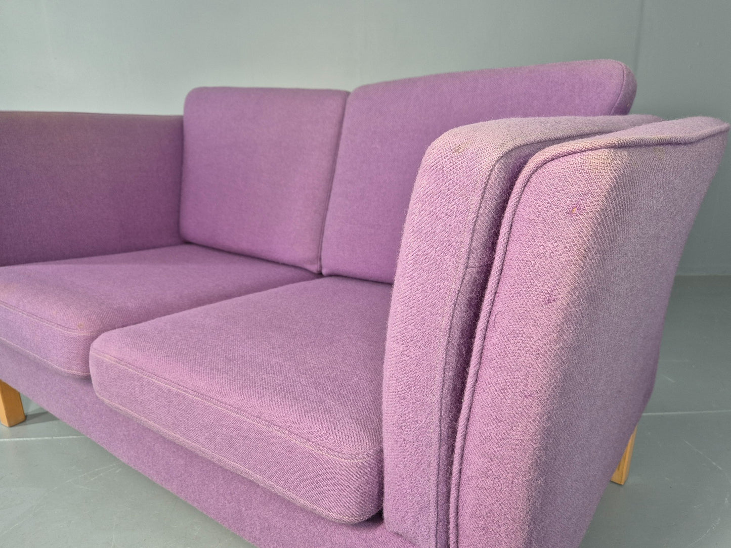 Vintage 2 seater Sofa Mids Century Danish in Purple Wool 1970s Retro EB12144