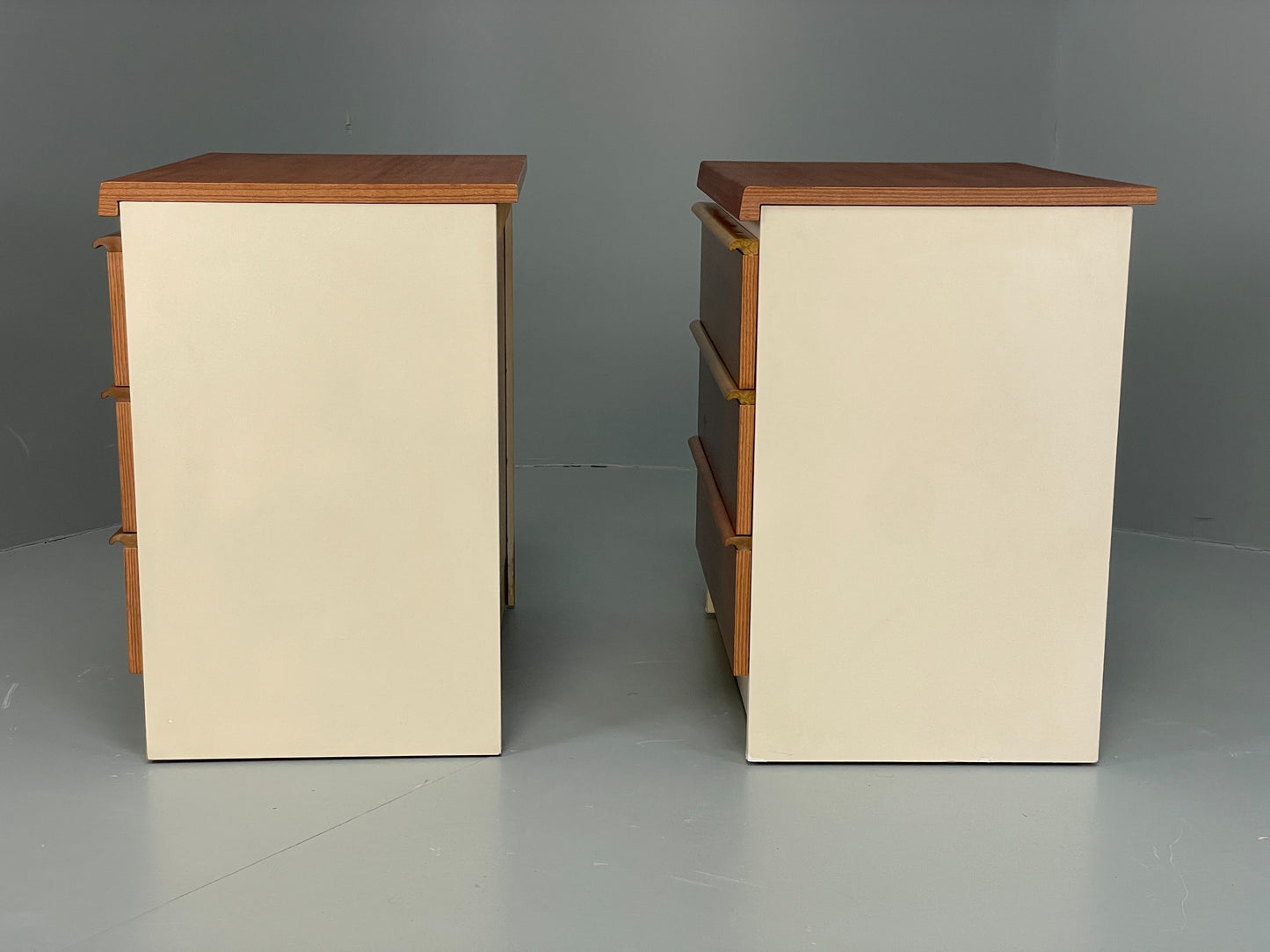 Vintage Bedside Cabinets Teak Pair Chest Of Drawers Retro 1970s White EB12625