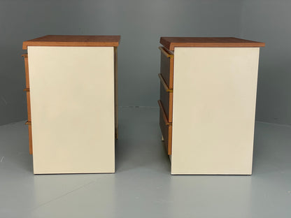 Vintage Bedside Cabinets Teak Pair Chest Of Drawers Retro 1970s White EB12625