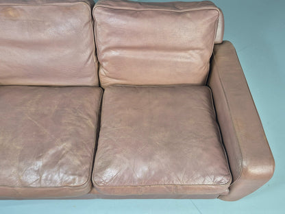 Vintage 2 Seater Leather Settee 1970s Thams Buffalo Leather Retro MCM EB12378