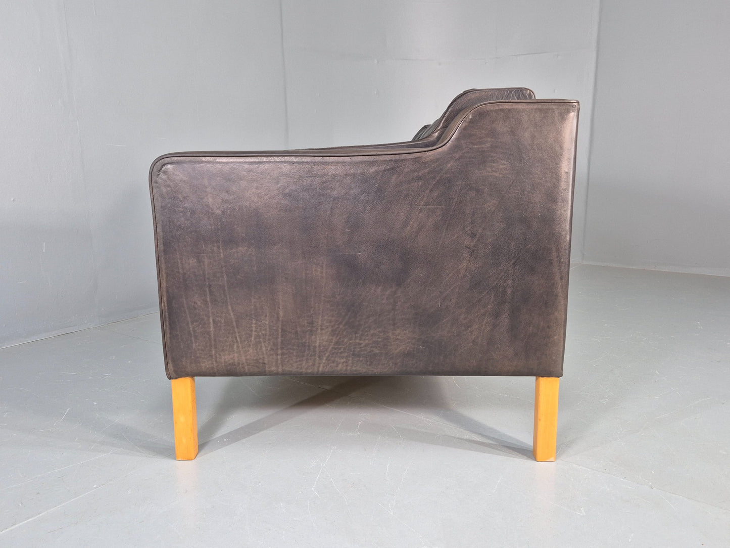 Vintage 2 Seater Sofa Mid Century Danish Leather Retro 1980s EB12227