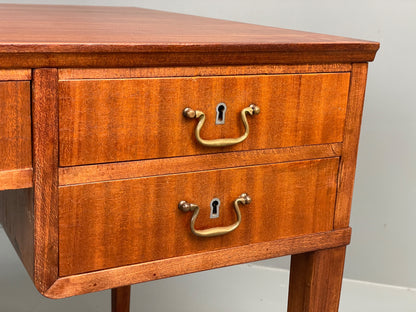 Vintage 1950s Mahogany Desk Mid Century Danish Drawers Brass EB10820