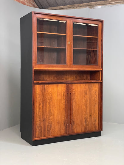 Vintage Danish Wall Unit Mid Century 1960s Tambour Shelving Cabinet Retro 13100
