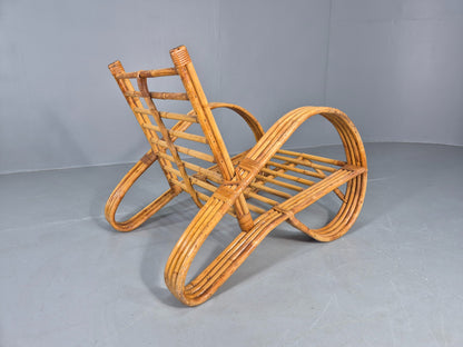 Vintage Bent Bamboo and Rattan Lounge Chair Rohe Noordwolde MCM Retro Eb12591