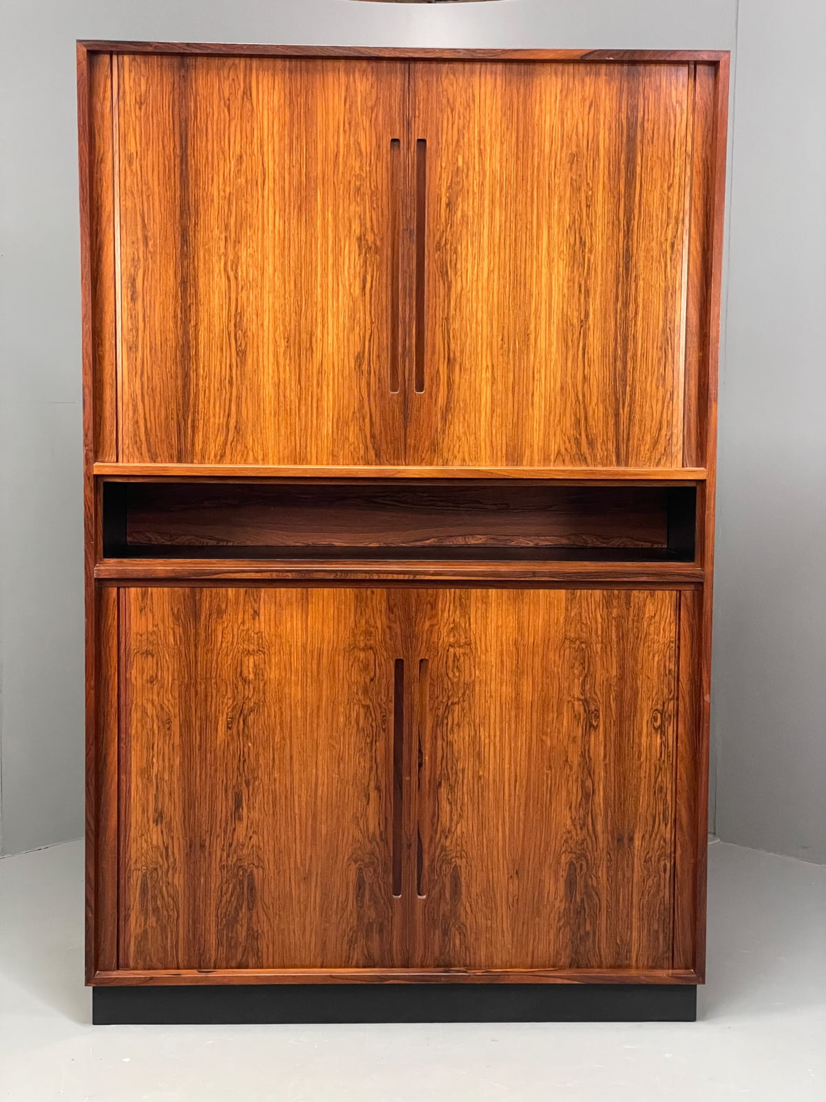 Vintage Danish Wall Unit Mid Century 1960s Tambour Shelving Cabinet Retro 13101