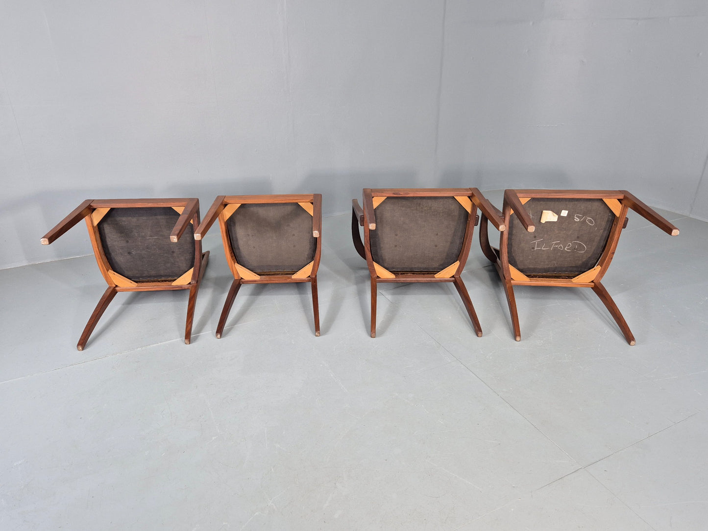 4 Vintage G Plan Dining Chairs Teak Frame Brown Dralon 70s Retro Fresco EB12185