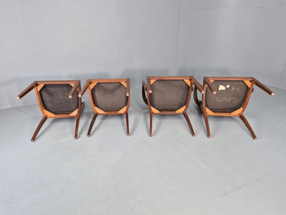 4 Vintage G Plan Dining Chairs Teak Frame Brown Dralon 70s Retro Fresco EB12185