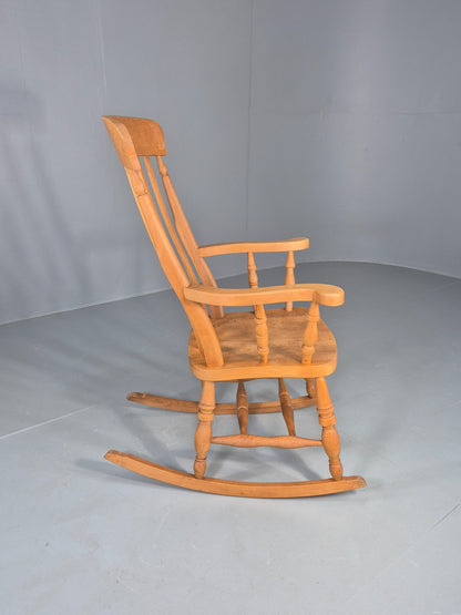 Vintage Traditional Farmhouse Rocking Chair 1970s Cottage Style Beech EB12473
