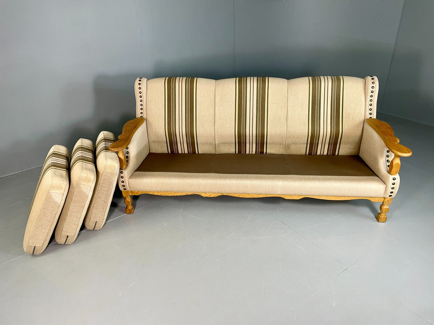 Vintage 3 seater Mid Century Sofa Danish 1970s Kjaernaulf Style Retro EB06713