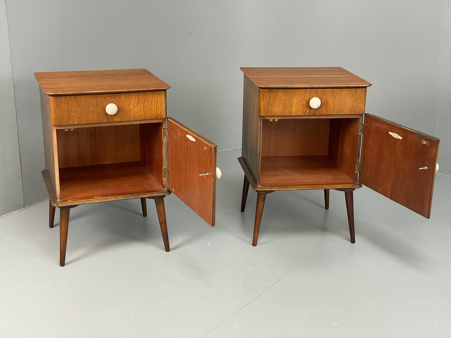 Vintage Bedside Cabinets Pair By Remploy 1950s Mid Century Retro EB12618