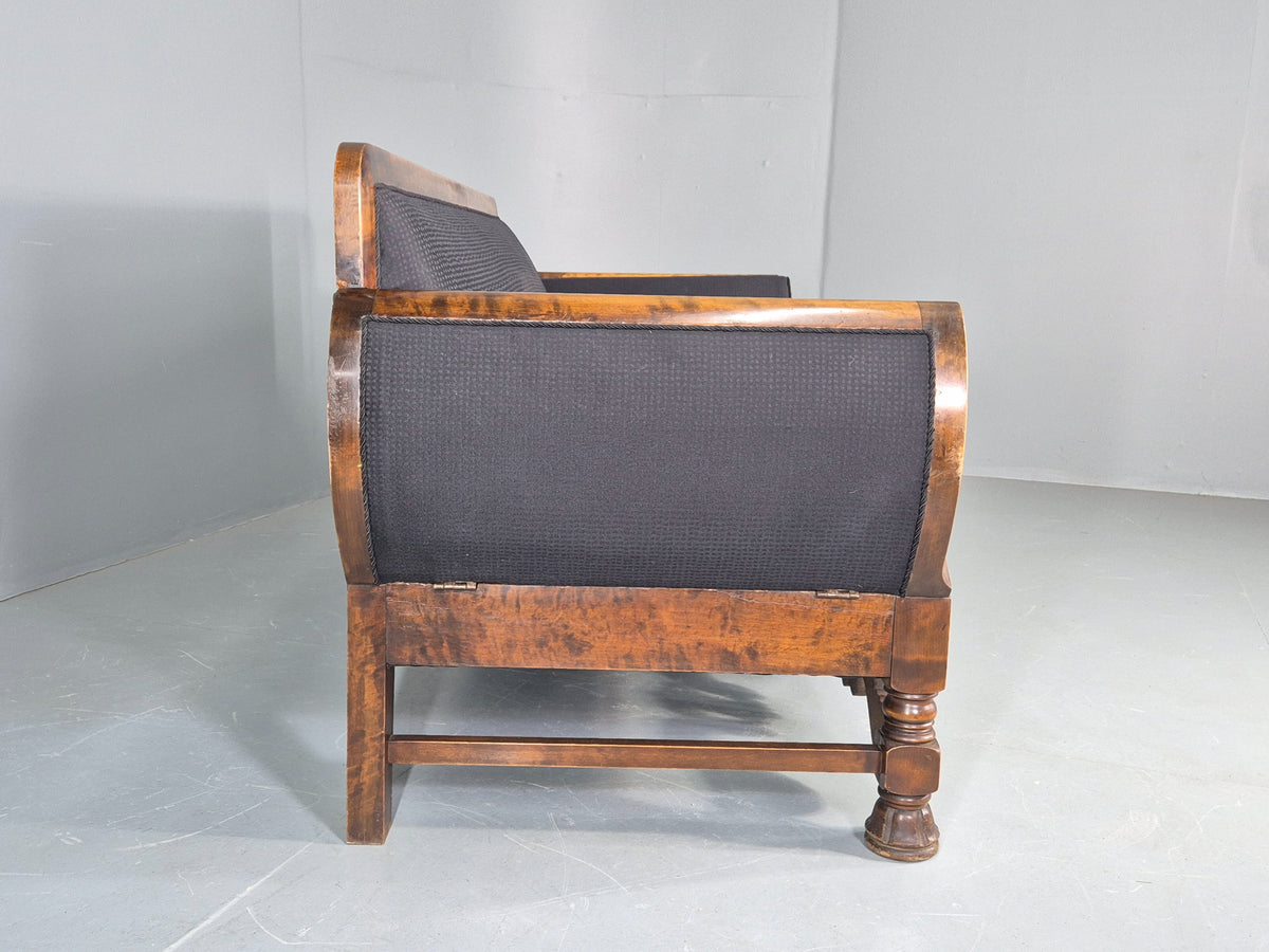 Vintage Danish Drop End Sofa Baroque Revival 1920s Antique Carved Wood EB12756
