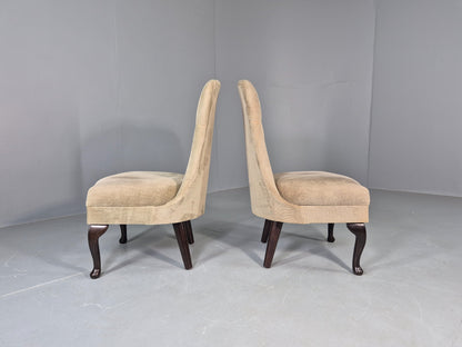2 Vintage Cocktail Chairs Cabriole Leg light Green Retro EB13133