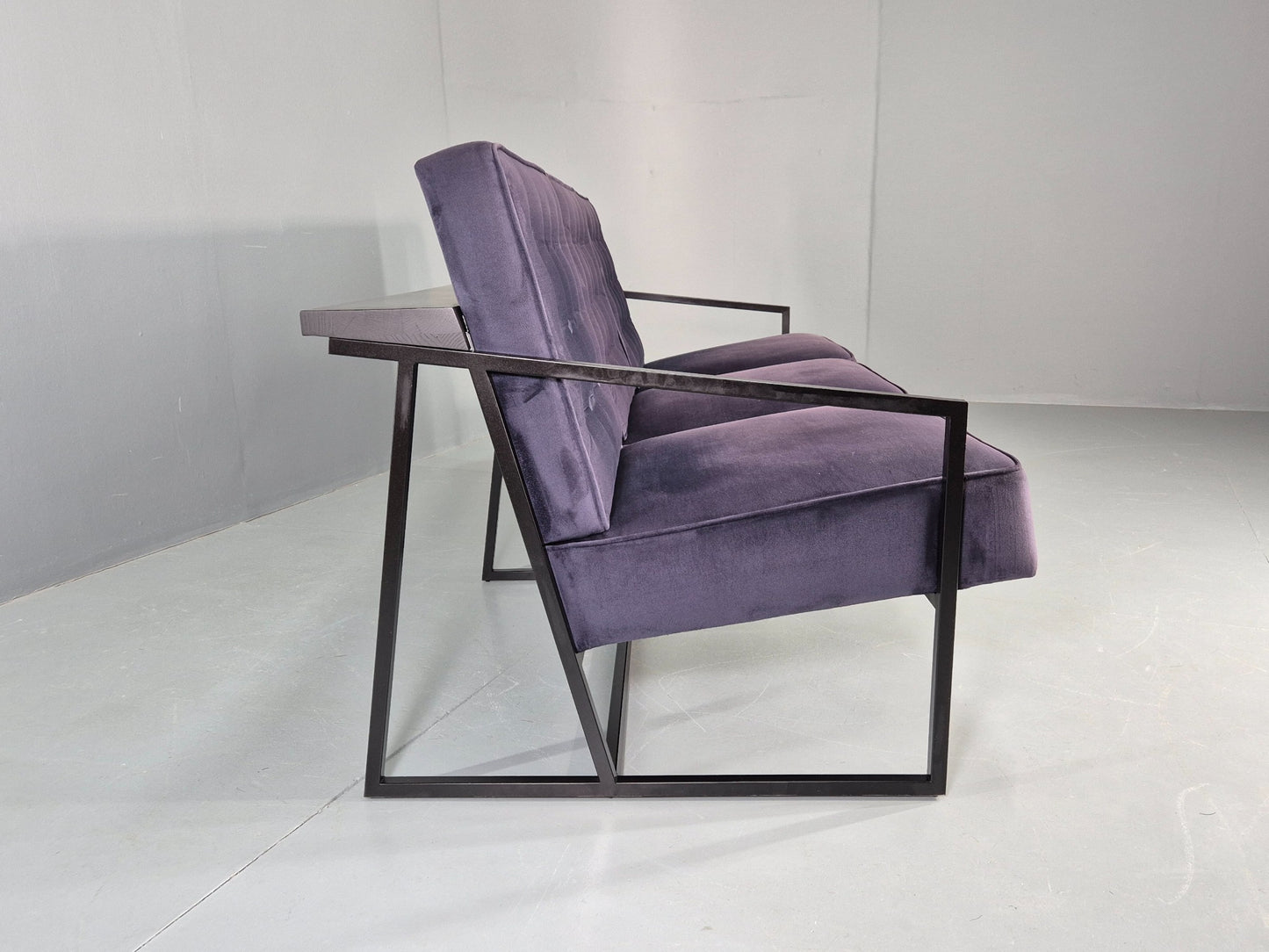 Vintage 3 Seater Sofa Modern Design Orange Box Lossit Purple Velvet  EB12801