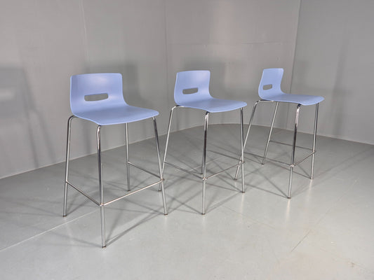 3 Modern Design Bar Stools Allermuir Casper Low Back Blue EB13000
