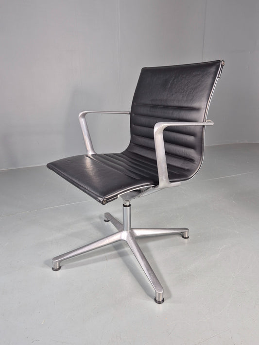 Vintage ICF Eames Style Office Chair Leather and Aluminium EB12241