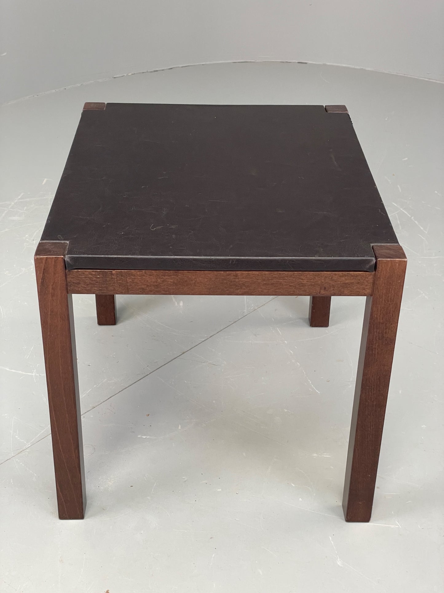 Vintage Danish Coffee Table Leather Topped Rectangular Dark Beech Wood EB12278
