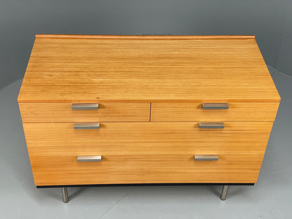 Vintage Chest Of Drawers Stag Fineline Birch Aluminium Retro Mid Century EB12967