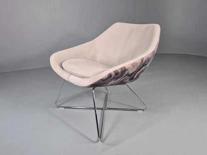 Vintage Retro Lounge Chair Allermuir A642 Two Tone Fabric Modern Design EB12804