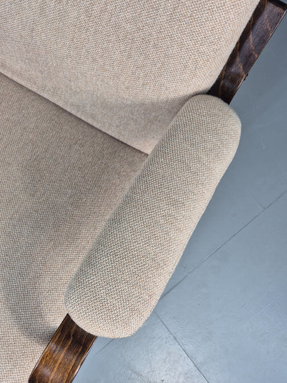 Vintage Danish Mid Century Swivel Chair Cream Bentwood Frame1970s Retro EB12123